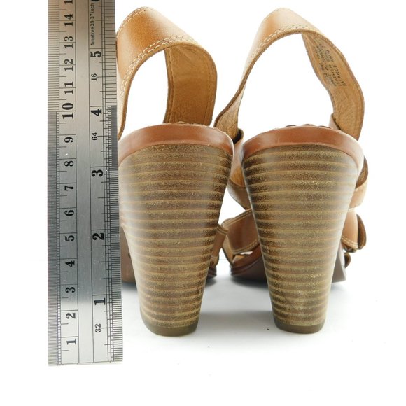 Indigo by CLARKS Brown Leather Double Buckle Slingback Block Heel Sandals 9 - Picture 6 of 8